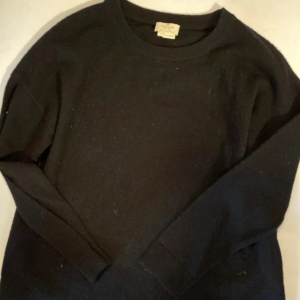 Kate Spade Sweater S Wool blnd Pullover Black crew